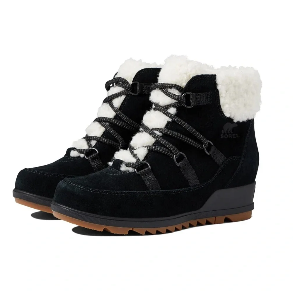 SOREL Evie Cozy Lace Boots Women's size 10 Jet Black nwt - Picture 1 of 12